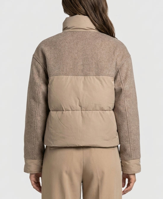 
Wool & Nylon Down Puffer Jacket in TAUPE view 2