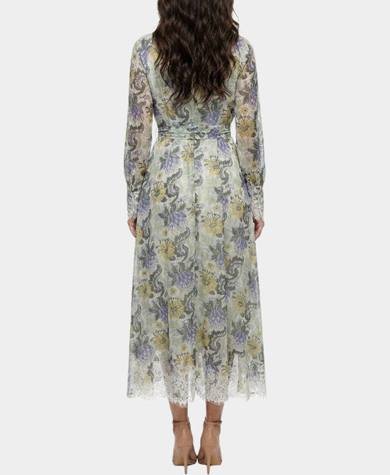 
Floral Maxi Dress w/ Lace Trim in GREEN MULTI view 2