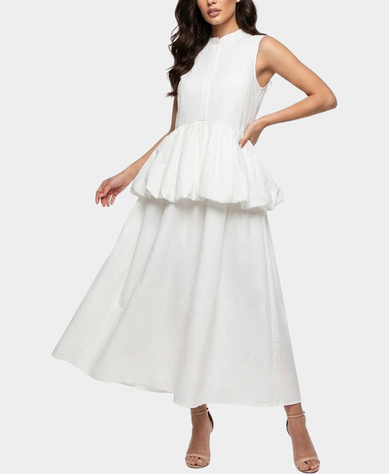 
Peplum Midi Dress in WHITE view 1
