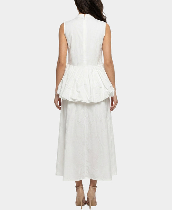 
Peplum Midi Dress in WHITE view 2