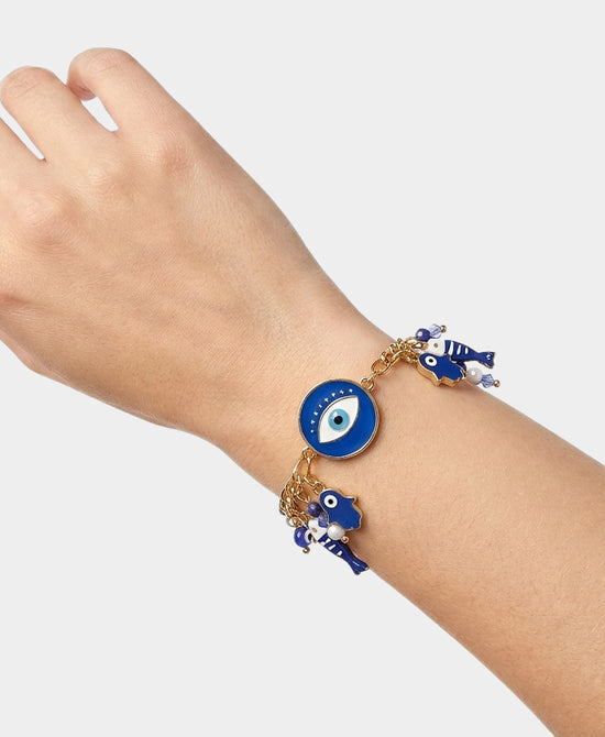 Evil Eye & Fish Charm Bracelet view 1