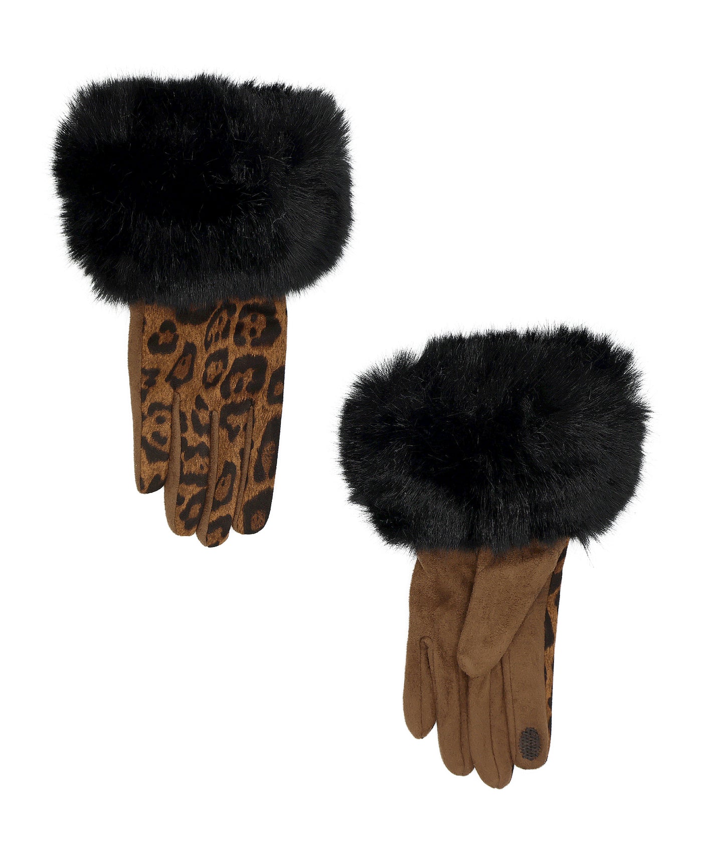 Tech Friendly Leopard Gloves w/ Faux Fur image 1