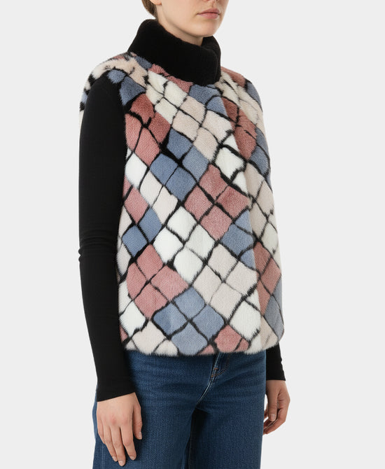 Mink Color Block Vest view 