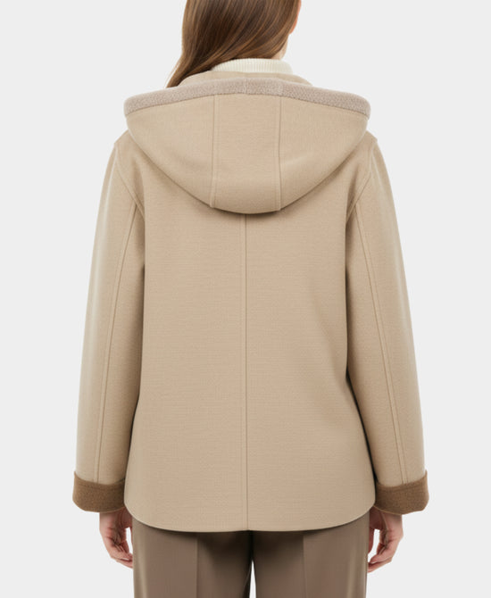 Shearling & Cashmere Blend Coat w/ Hood view 