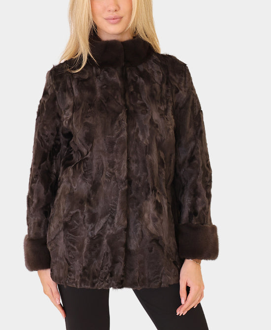 Swakara Jacket w/ Mink Trim view 