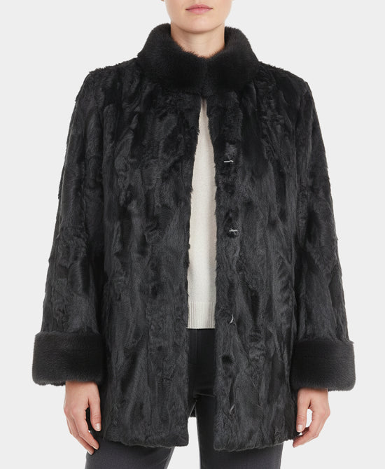 Swakara Jacket w/ Mink Trim view 