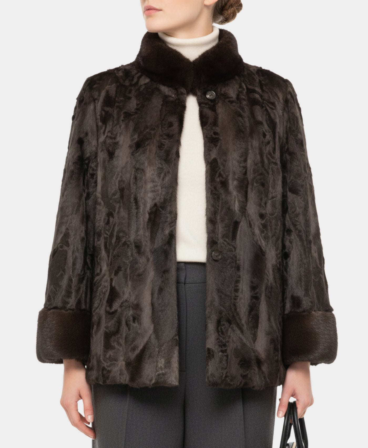 Swakara Jacket w/ Mink Trim view 1
