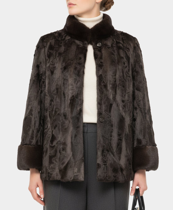 Swakara Jacket w/ Mink Trim view 