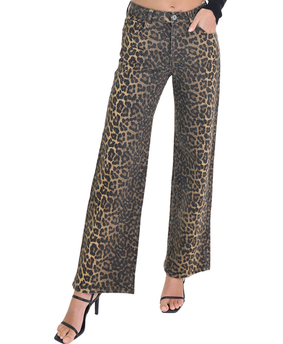 Wide Leg Animal Print Jeans view 