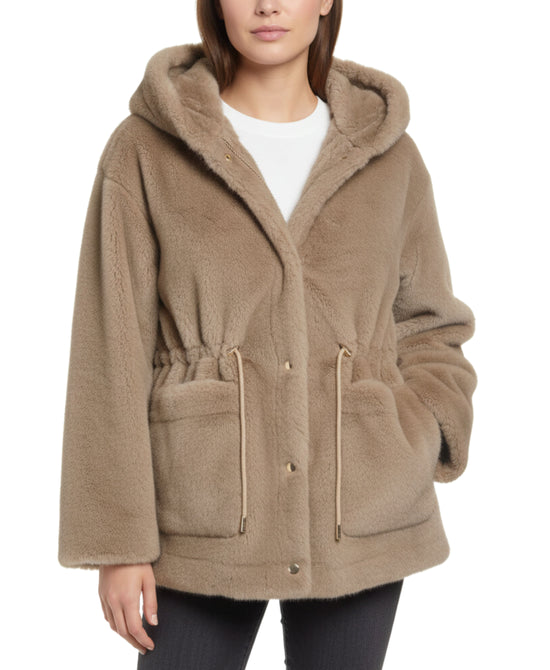 Reversible Faux Fur Jacket w/ Hood view 