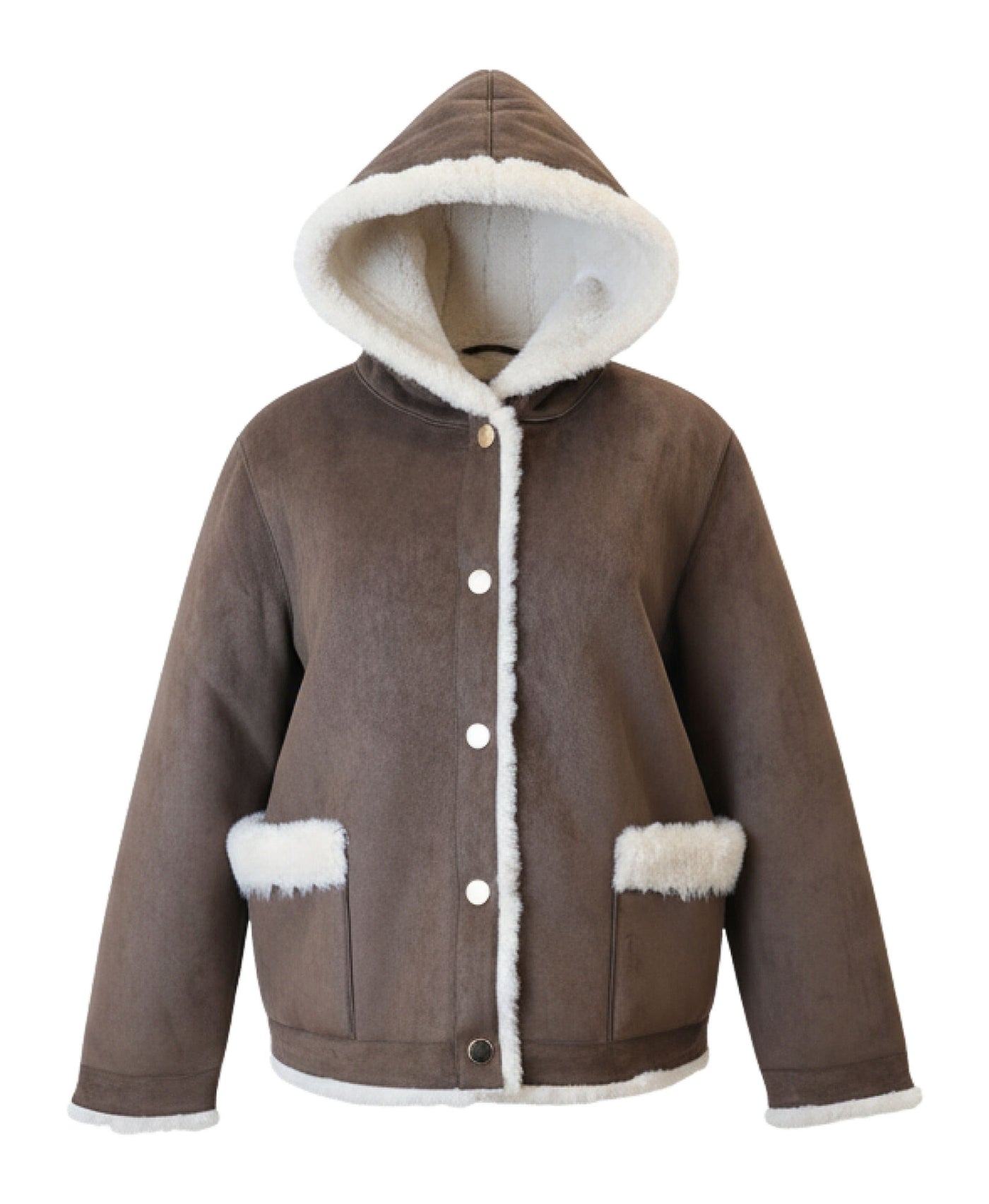 Reversible Faux Suede Jacket w/ Faux Fur Trim & Hood view 2