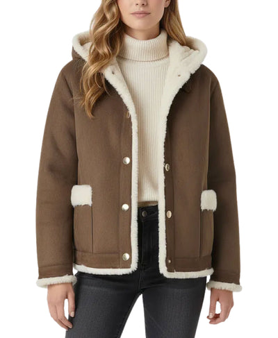 Reversible Faux Suede Jacket w/ Faux Fur Trim & Hood image 1