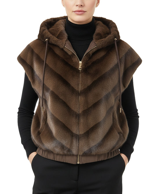 Two Tone Faux Fur Vest view 