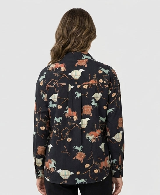 
Horse Print Blouse in BLACK MULTI view 2