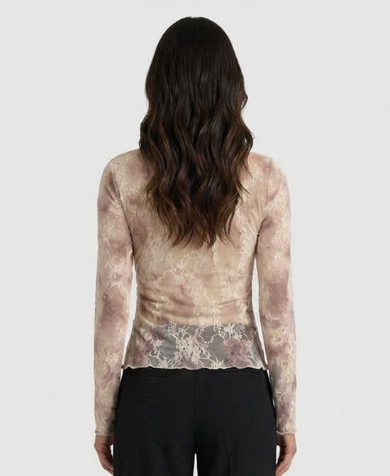 
Ombre Floral Mesh Shimmer Top in BEIGE view 2