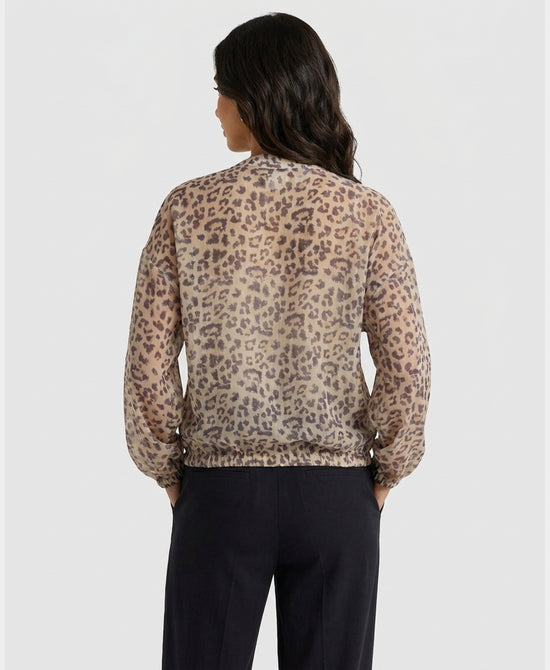 
Lightweight Leopard Print Sheer Jacket in BEIGE MULTI view 2