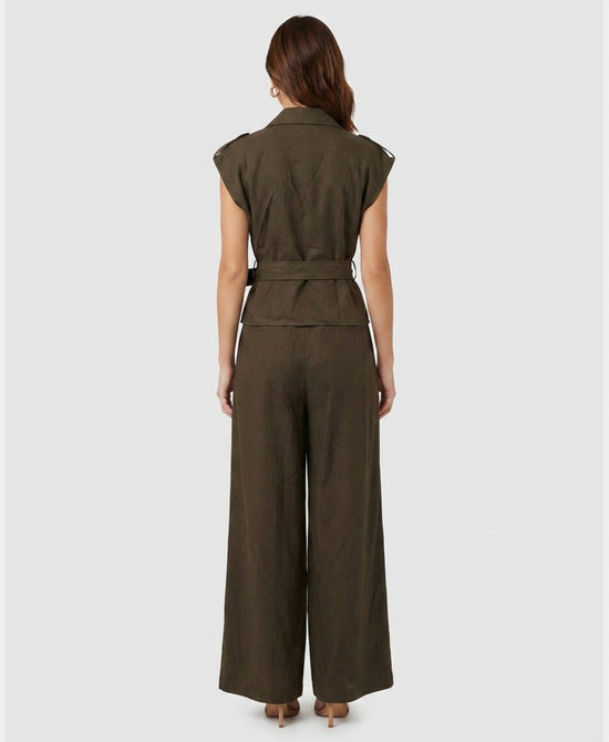 
Vest Top & Wide Leg Pants - 2 Pc Set in DEEP OLIVE view 2