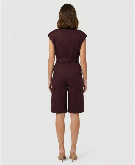 
Utility Vest & Cargo Bermuda Shorts - 2 Pc Set in BURGUNDY view 2