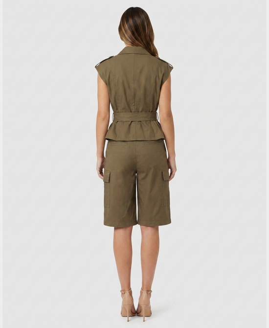 
Utility Vest & Cargo Bermuda Shorts - 2 Pc Set in OLIVE view 2