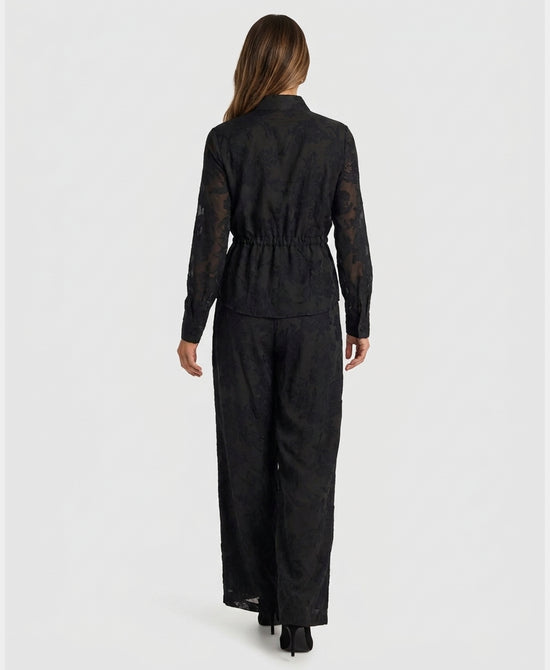 
Flower Applique Blouse & Pants Set- 2 Pc Set in BLACK view 2