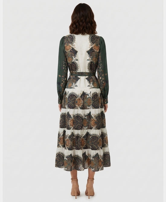
Printed Midi Dress in GREEN MULTI view 2