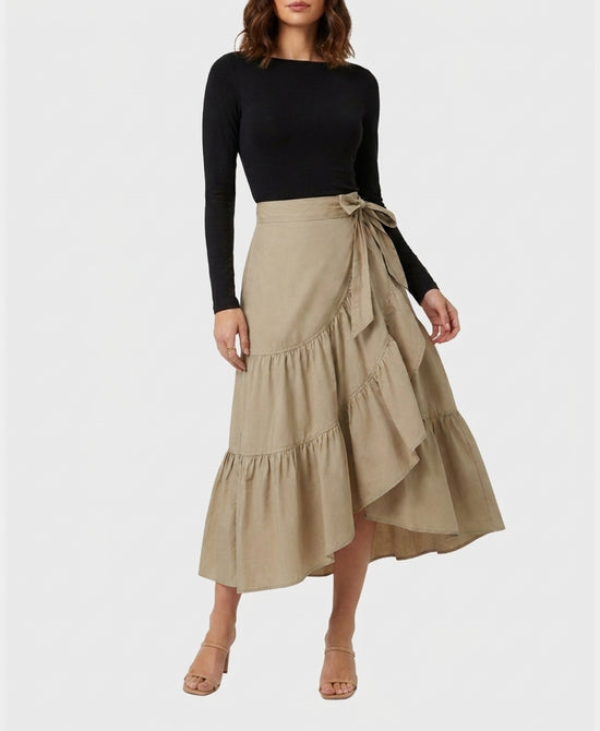 
Knit Combo Midi Dress w/ Ruffles in BEIGE/BLACK view 1