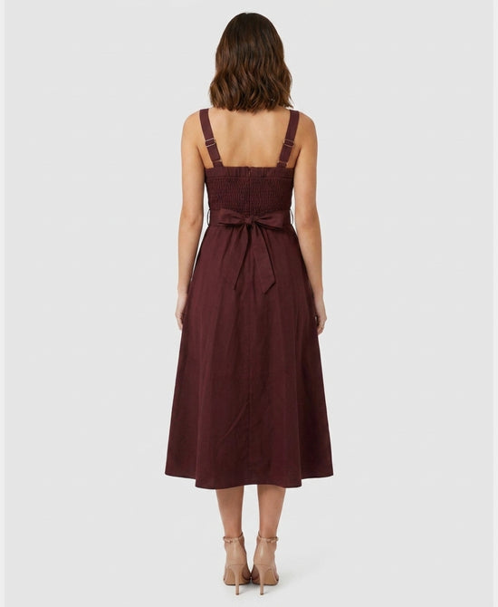 
Midi Dress w/ Contrast Detail in BURGUNDY view 2