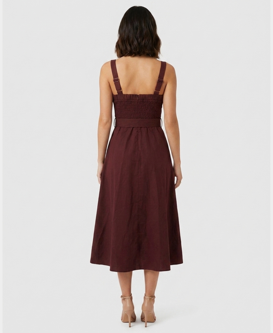 
Midi Dress w/ Contrast Detail in BURGUNDY view 2