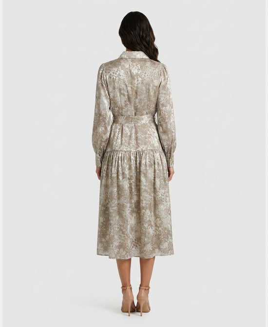 
Metallic Printed Midi Dress in SILVER view 2