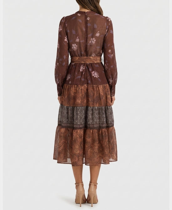 
Printed Midi Dress in BROWN MULTI view 2