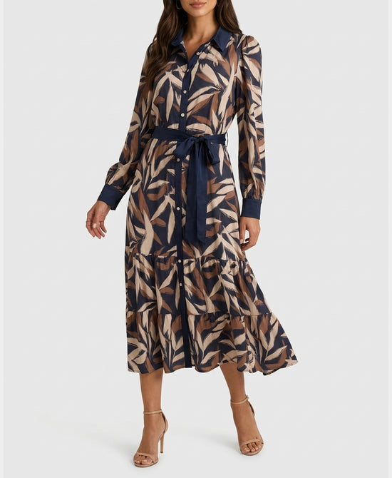 
Printed Midi Dress in NAVY MULTI view 1