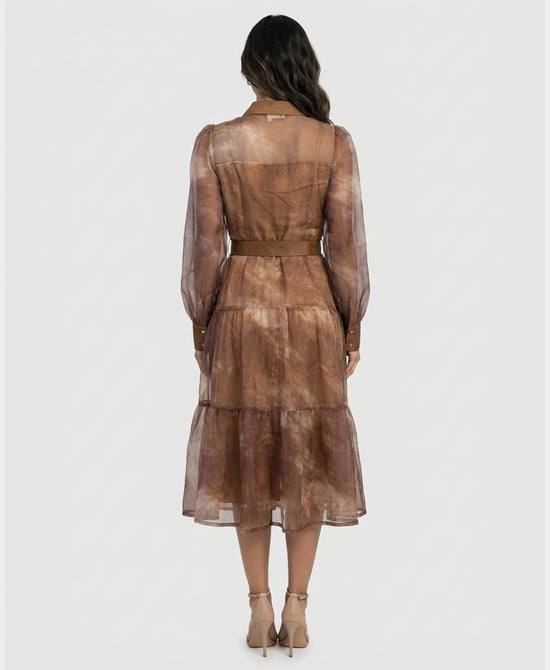 
Printed Midi Dress in BROWN MULTI view 2