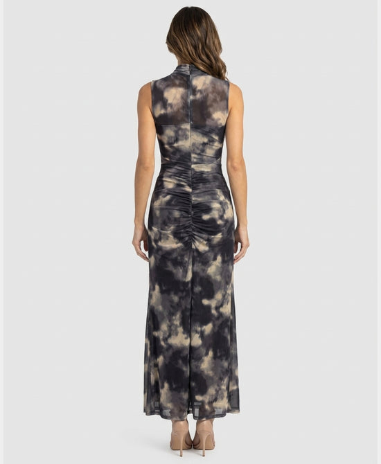 
Tie Dye Ruched Maxi Dress in GREY MULTI view 2