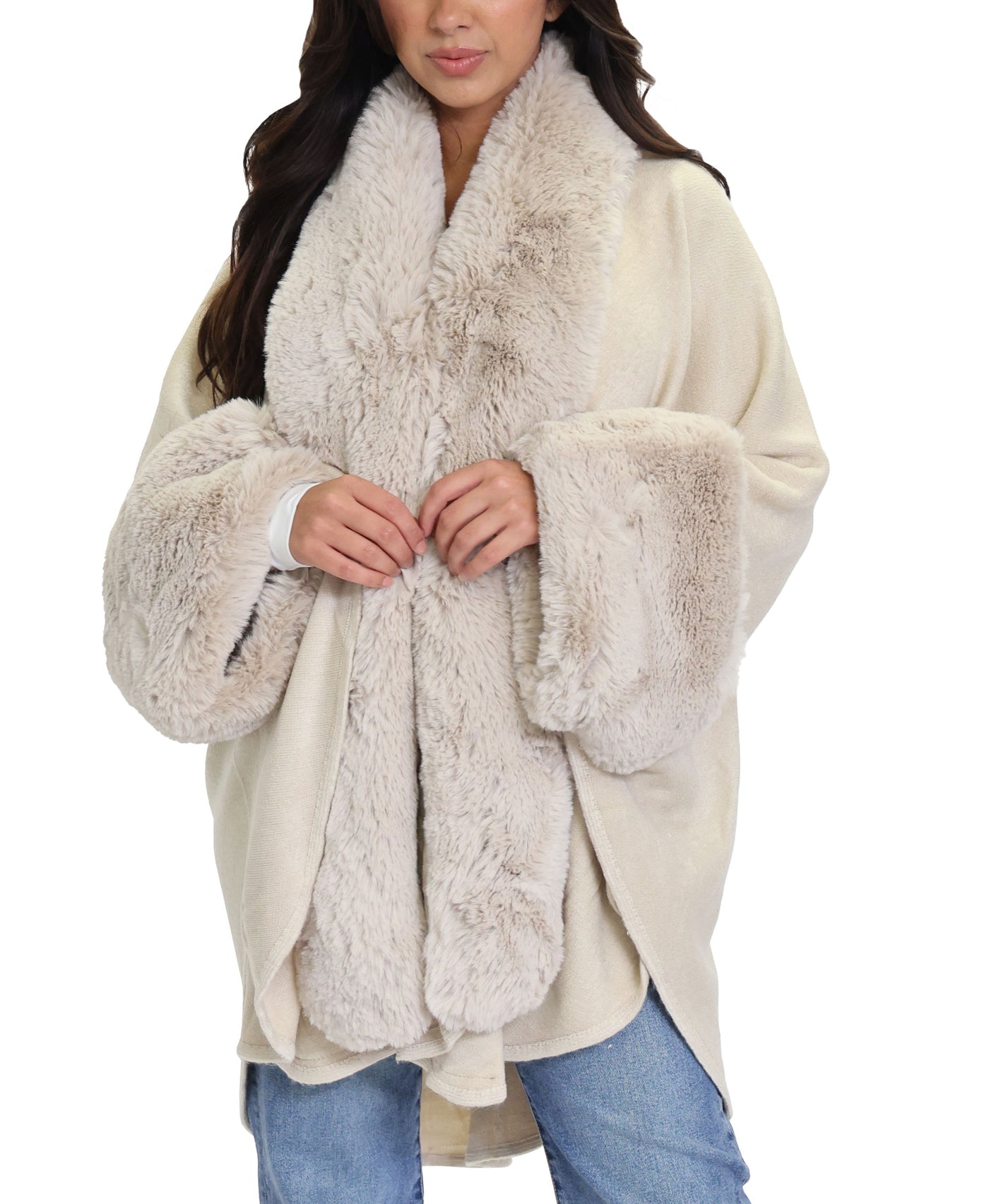 Cape w/ Faux Fur Trim image 1