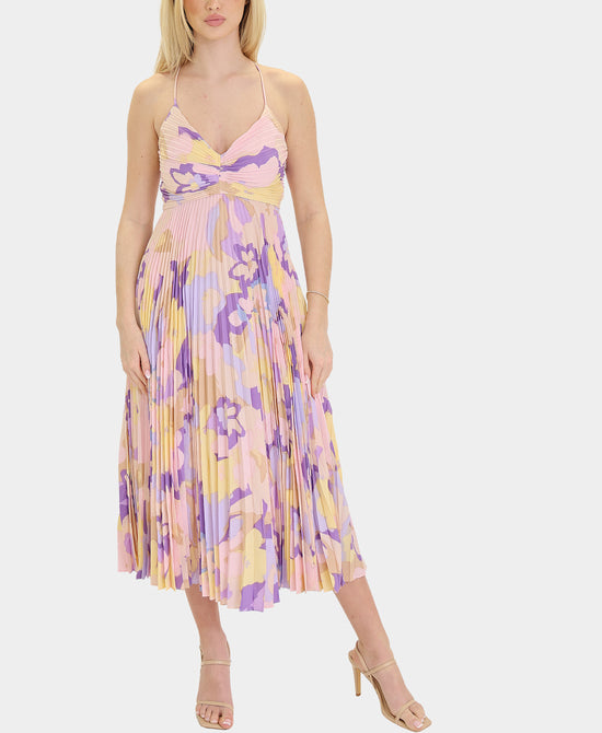 Printed Pleated Midi Dress view 1