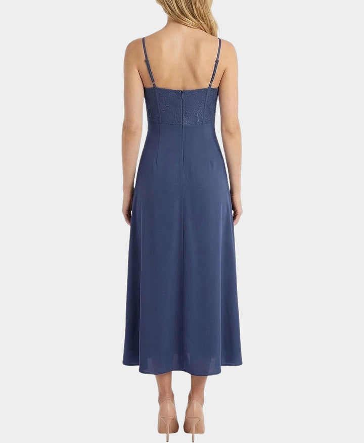 Lace & Satin Bustier Midi Dress – FOX'S