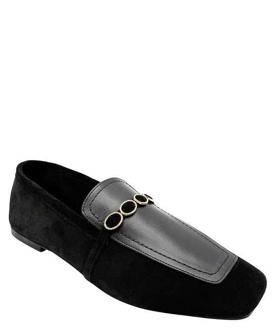Leather & Suede Loafer w/ Metal Detail view 