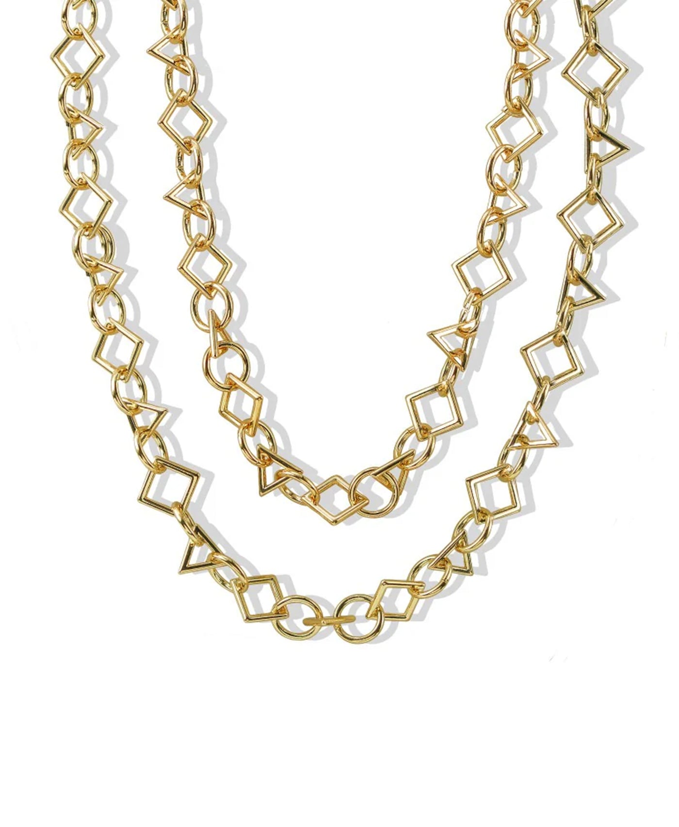 14K Gold Plated Geometric Necklace view 1