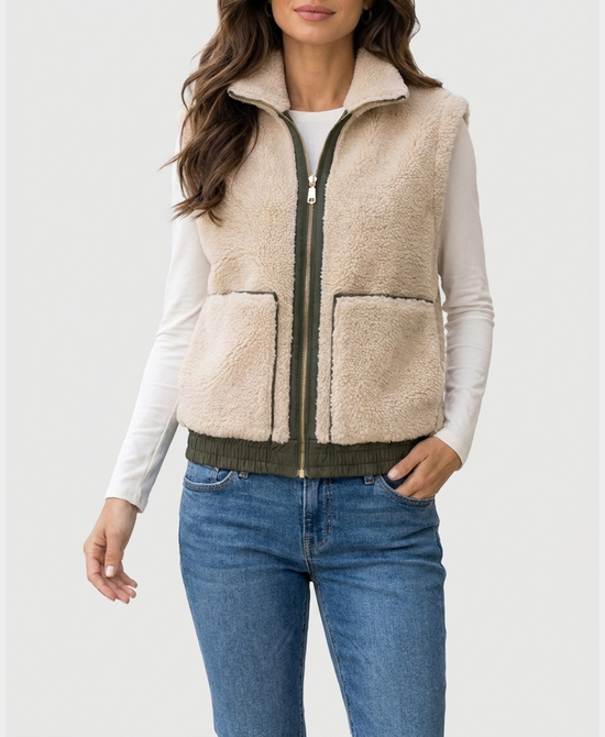 
Reversible Faux Fur Vest in GREEN/BEIGE view 2