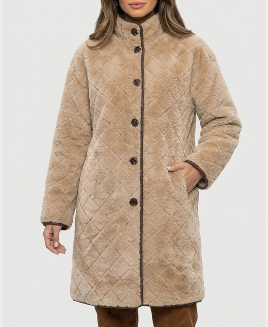 
Reversible Faux Fur Coat in BEIGE view 1