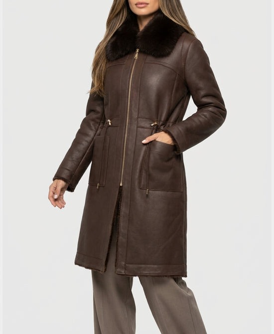 
Reversible Faux Fur Coat in BROWN view 1