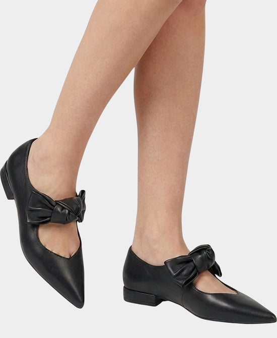 
Leather Bow Flat in BLACK view 2