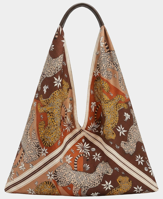 
Tiger Printed Scarf Hobo Bag in BROWN view 1