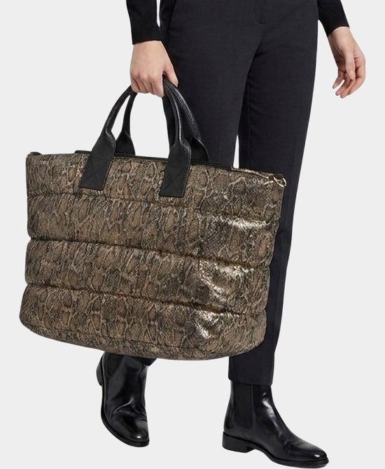 
Metallic Animal Print Puffer Bag in BRONZE view 2