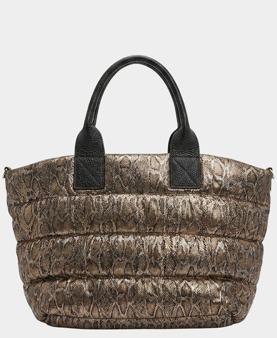 
Metallic Animal Print Puffer Bag in BRONZE view 1