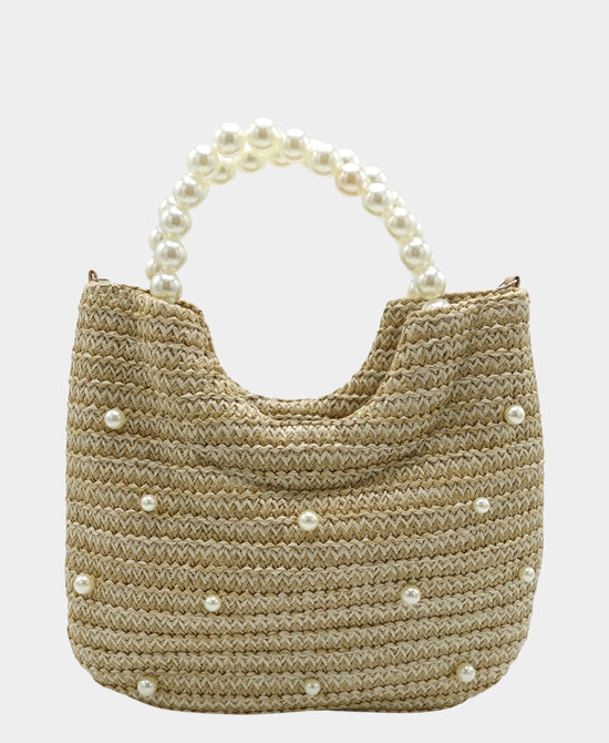 Straw Pearl Handbag view 1