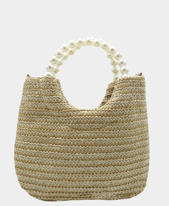 Straw Pearl Handbag view 2