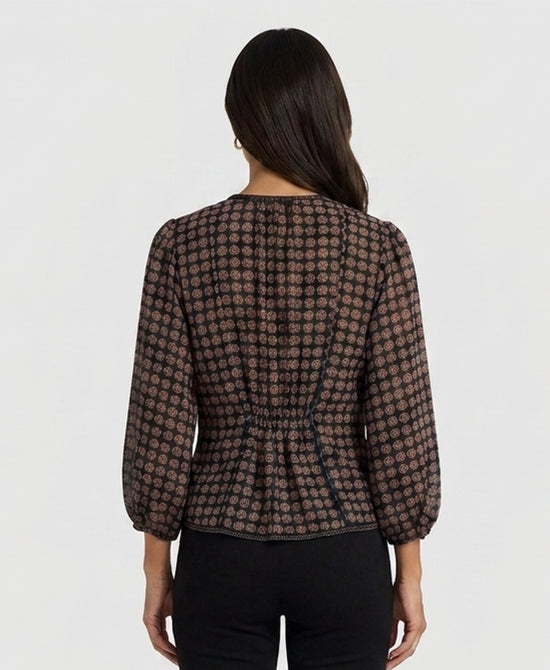 
Printed Peplum Blouse in NAVY MULTI view 2