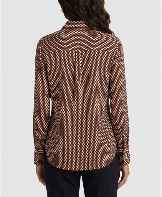 
Printed Blouse w/ Front Tie in BROWN/BEIGE view 2