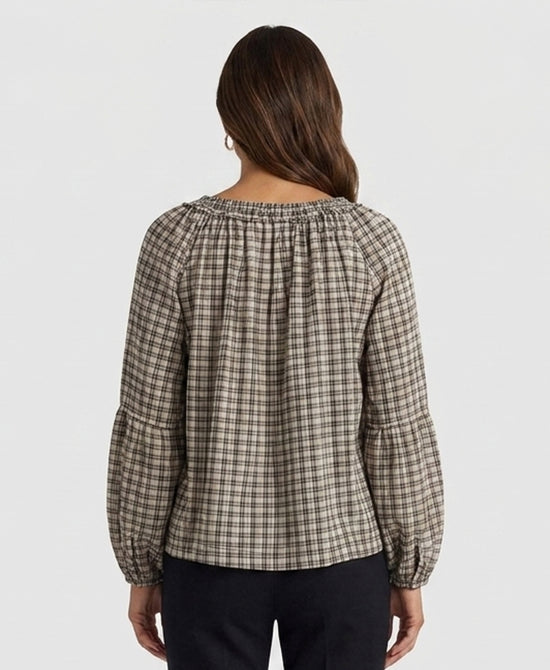 
Plaid Balloon Sleeve Blouse in CREAM/BLACK view 2